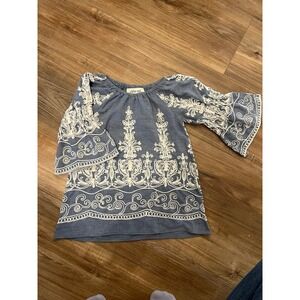Indigo Soul Kids Blue Embroidered Bell Sleeve Dress 3T Boho Chambray